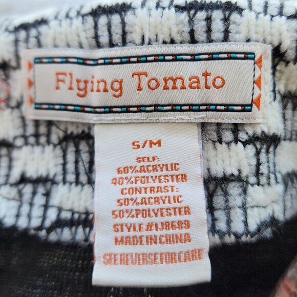 Flying Tomato white multicolor knit hooded poncho S/M - Picture 5 of 6